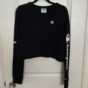 Champion Women's Black Cropped Sweater Blk - Sz. L
